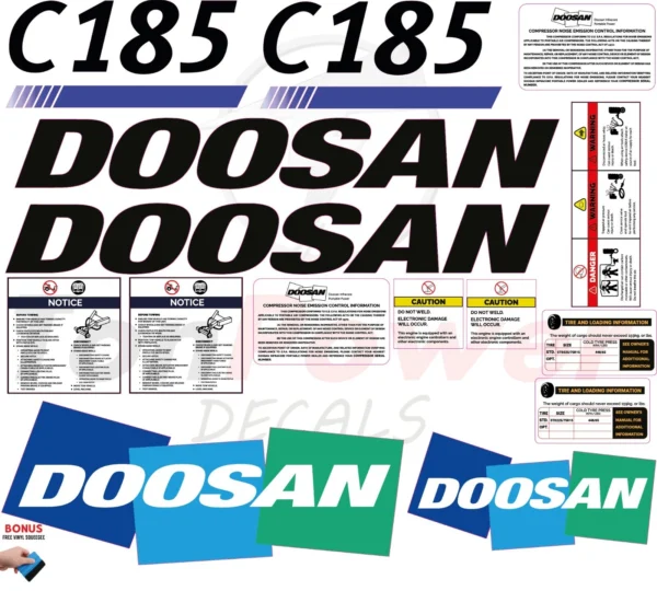 Compressor Sticker Fits Doosan C185 Decal Kit Air Compressor Stickers