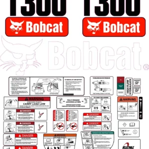 Aftermarket Bobcat T300 Decal Kit Skid Steer