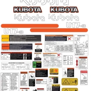 Fits KUBOTA U17-3 Decal Kit MINI EXCAVATOR