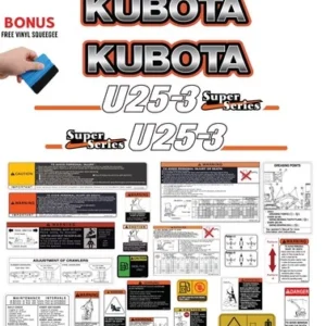 Fits KUBOTA U25-3 Decal Kit MINI EXCAVATOR