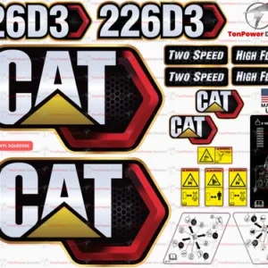 Fits Caterpillar 226D3 Skid Steer Sticker and Decal Kit with SAFETY Decals