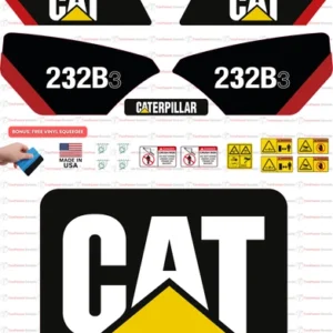 Fits Caterpillar 232B3 Skid Steer Sticker and Decal Kit with SAFETY Decals