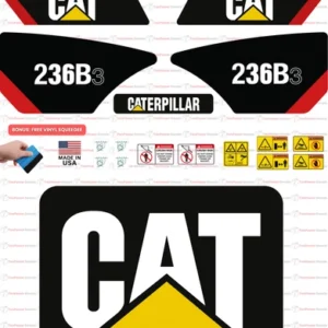 Fits Caterpillar 236B3 Skid Steer Sticker and Decal Kit with SAFETY Decals