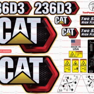 Fits Caterpillar 236D3 Skid Steer Sticker and Decal Kit with SAFETY Decals