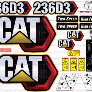 Fits Caterpillar 236D3 Skid Steer Sticker and Decal Kit with SAFETY Decals