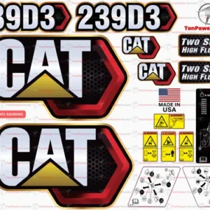 Fits Caterpillar 239D3 Skid Steer Sticker and Decal Kit with SAFETY Decals