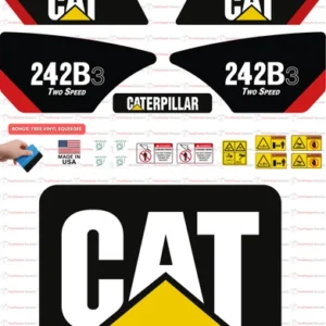 Fits Caterpillar 242B3 Two Speed Skid Steer Sticker and Decal Kit with SAFETY Decals