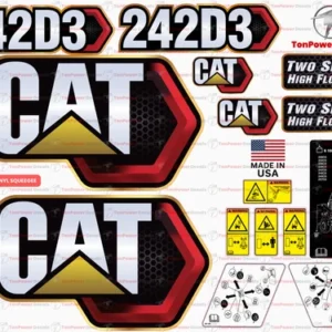 Fits Caterpillar 242D3 Skid Steer Sticker and Decal Kit with SAFETY Decals