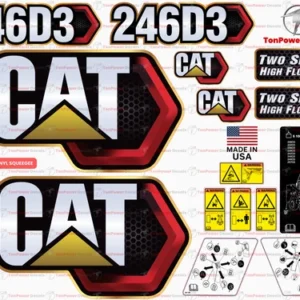 Fits Caterpillar 246D3 Skid Steer Sticker and Decal Kit with SAFETY Decals