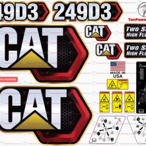 Fits Caterpillar 249D3 Skid Steer Sticker and Decal Kit with SAFETY Decals