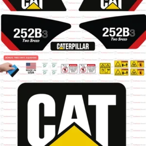 Fits Caterpillar 252B3 Two Speed Skid Steer Sticker and Decal Kit with SAFETY Decals