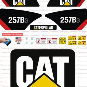 Fits Caterpillar 257B3 Skid Steer Sticker and Decal Kit with SAFETY Decals