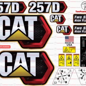 Fits Caterpillar 257D Skid Steer Sticker and Decal Kit with SAFETY Decals
