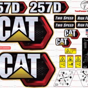 Fits Caterpillar 257D Skid Steer Sticker and Decal Kit with SAFETY Decals
