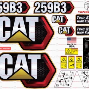 Fits Caterpillar 259B3 Skid Steer Sticker and Decal Kit with SAFETY Decals
