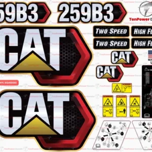Fits Caterpillar 259B3 Skid Steer Sticker and Decal Kit with SAFETY Decals