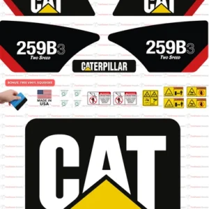 Fits Caterpillar 259B3 Two Speed Skid Steer Sticker and Decal Kit with SAFETY Decals