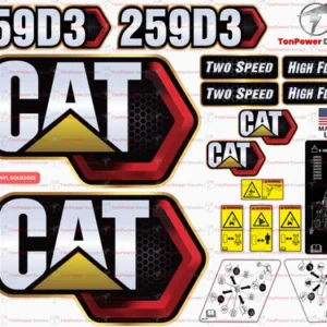 Fits Caterpillar 259D3 Skid Steer Sticker and Decal Kit with SAFETY Decals