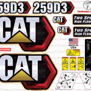 Fits Caterpillar 259D3 Skid Steer Sticker and Decal Kit with SAFETY Decals