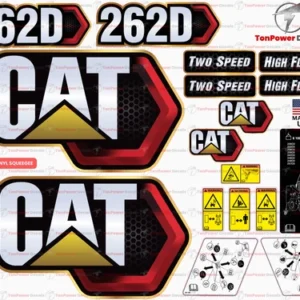 Fits Caterpillar 262D Skid Steer Sticker and Decal Kit with SAFETY Decals