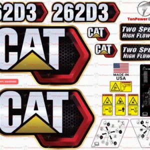 Fits Caterpillar 262D3 Skid Steer Sticker and Decal Kit with SAFETY Decals