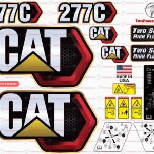 Fits Caterpillar 277C Skid Steer Sticker and Decal Kit with SAFETY Decals