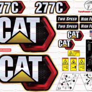 Fits Caterpillar 277C Skid Steer Sticker and Decal Kit with SAFETY Decals