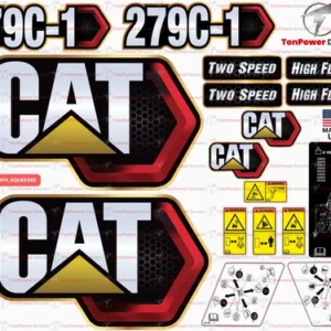 Fits Caterpillar 279C-1 Skid Steer Sticker and Decal Kit with SAFETY Decals