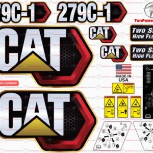 Fits Caterpillar 279C-1 Skid Steer Sticker and Decal Kit with SAFETY Decals