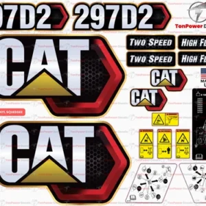 Fits Caterpillar 297D2 Skid Steer Sticker and Decal Kit with SAFETY Decals