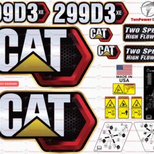 Fits Caterpillar 299D3 XE Skid Steer Sticker and Decal Kit with SAFETY Decals