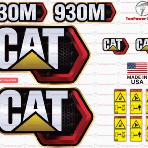 Fits Caterpillar 930M Wheel Loader Sticker and Decal Kit with SAFETY Decals