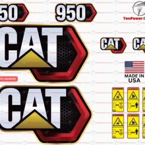Fits Caterpillar 950 Wheel loader Sticker and Decal Kit with SAFETY Decals