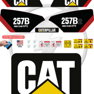 Fits Caterpillar 257B2 High Flow XPS Skid Steer Sticker and Decal Kit with SAFETY Decals