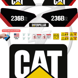 Fits Caterpillar 236B2 Skid Steer Sticker and Decal Kit with SAFETY Decals