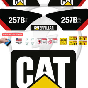 Fits Caterpillar 257B2 Skid Steer Sticker and Decal Kit with SAFETY Decals
