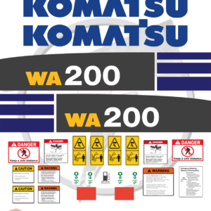Fits Komatsu WA200 Decal Kit Wheel Loader Stickers