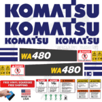 Fits Komatsu WA480 Decal Kit Wheel Loader Stickers