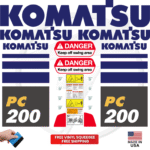 Fits Komatsu PC200 Decal Kit Excavator Stickers
