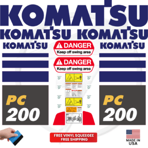 Fits Komatsu PC200 Decal Kit Excavator Stickers