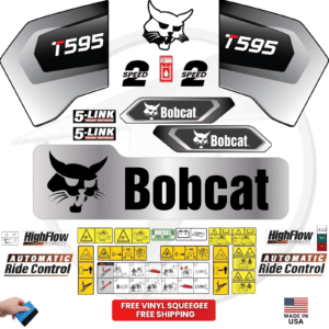 Fits Bobcat T595 Decal Kit Skid Steer Stickers – Silver Edition