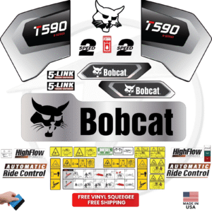 Fits Bobcat T590 Decal Kit Skid Steer Stickers – Silver Edition