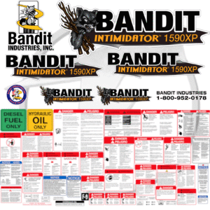 Fits Brush Bandit Wood Chipper Model 1590 XP Decal Kit - Bandit 1590 XP Stickers