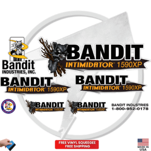Fits Brush Bandit Wood Chipper Model 1590 XP Decal Kit - Bandit 1590 XP Stickers