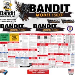 Fits Brush Bandit Wood Chipper Model 150 XP Decal Kit – Bandit 150 XP Stickers