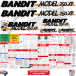 Fits Brush Bandit Wood Chipper Model 250 XP Decal Kit - Bandit 250 XP Stickers