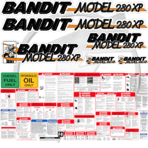 Fits Brush Bandit Wood Chipper Model 280 XP Decal Kit - Bandit 280 XP Stickers