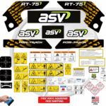 Fits ASV RT-75 Decal Kit Skid Steer Stickers