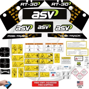 Fits ASV RT-30 Decal Kit Skid Steer Stickers