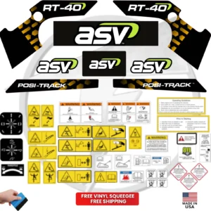 Fits ASV RT-40 Decal Kit Skid Steer Stickers